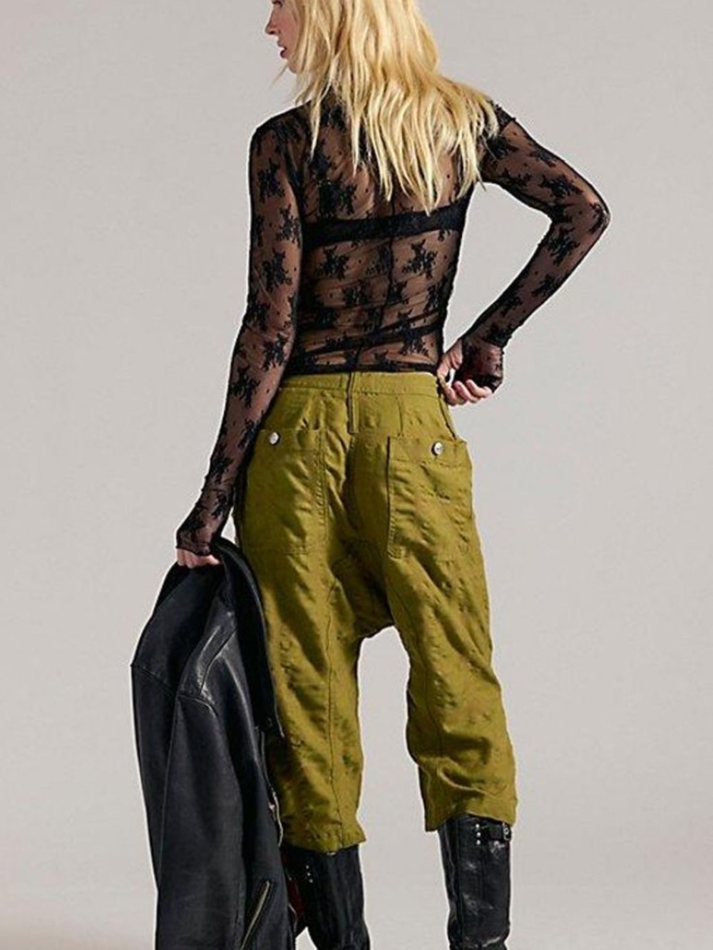 Free People We the Free Maven Cozy Crop Harem Pants Button Fly Drawstring NWT - Picture 4 of 6